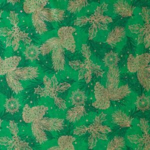 Pinecones Green Metallic Holiday